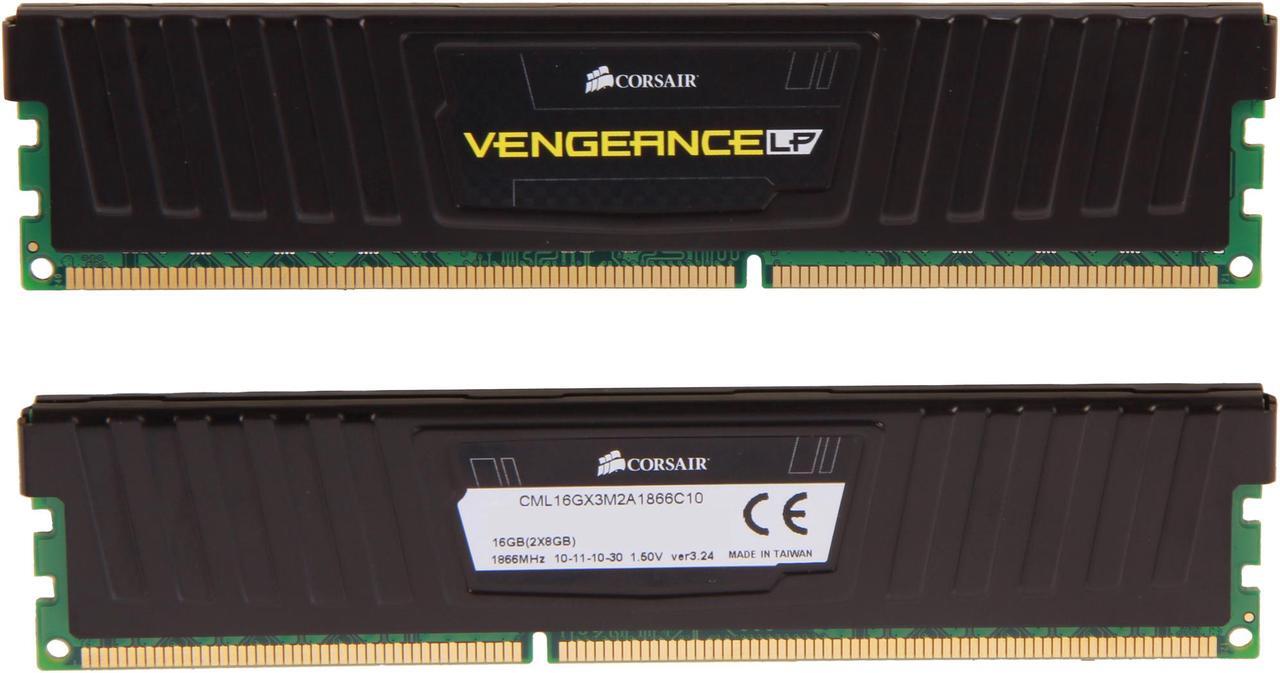 Alt view image 2 of 3 - CORSAIR Vengeance LP 16GB (2 x 8GB) DDR3 1866 (PC3 14900) Desktop Memory Model CML16GX3M2A1866C10
