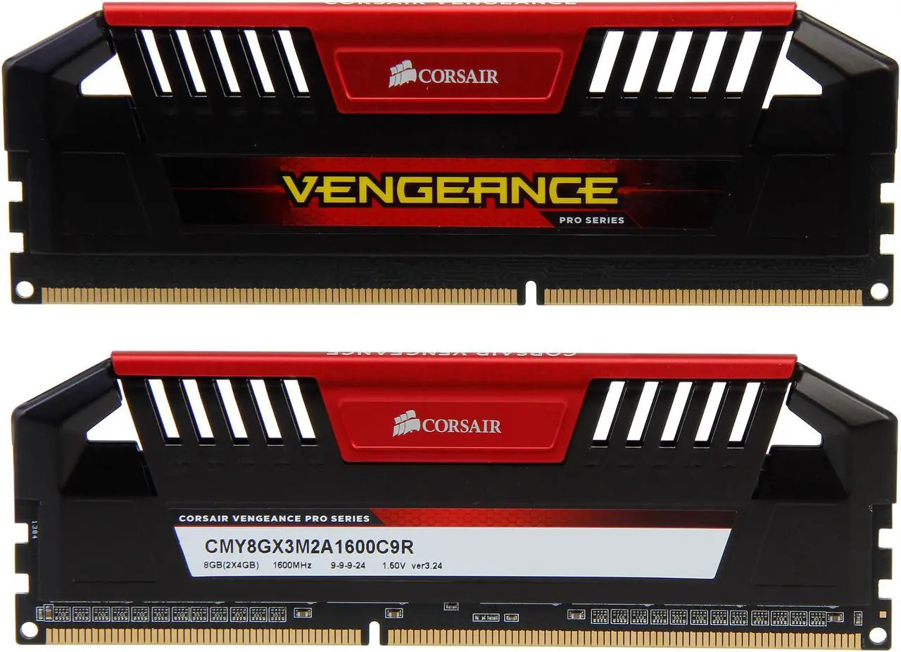 Alt view image 2 of 3 - CORSAIR Vengeance Pro 8GB (2 x 4GB) 240-Pin DDR3 SDRAM DDR3 1600 (PC3 12800) Desktop Memory Model CMY8GX3M2A1600C9R (Red)