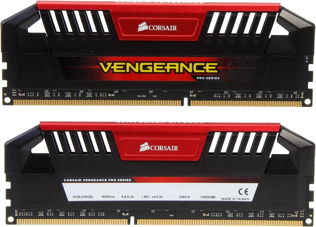 Alt view image 2 of 3 - CORSAIR Vengeance Pro 16GB (2 x 8GB) 240-Pin DDR3 SDRAM DDR3 1600 (PC3 12800) Desktop Memory Model CMY16GX3M2A1600C9R (Red)