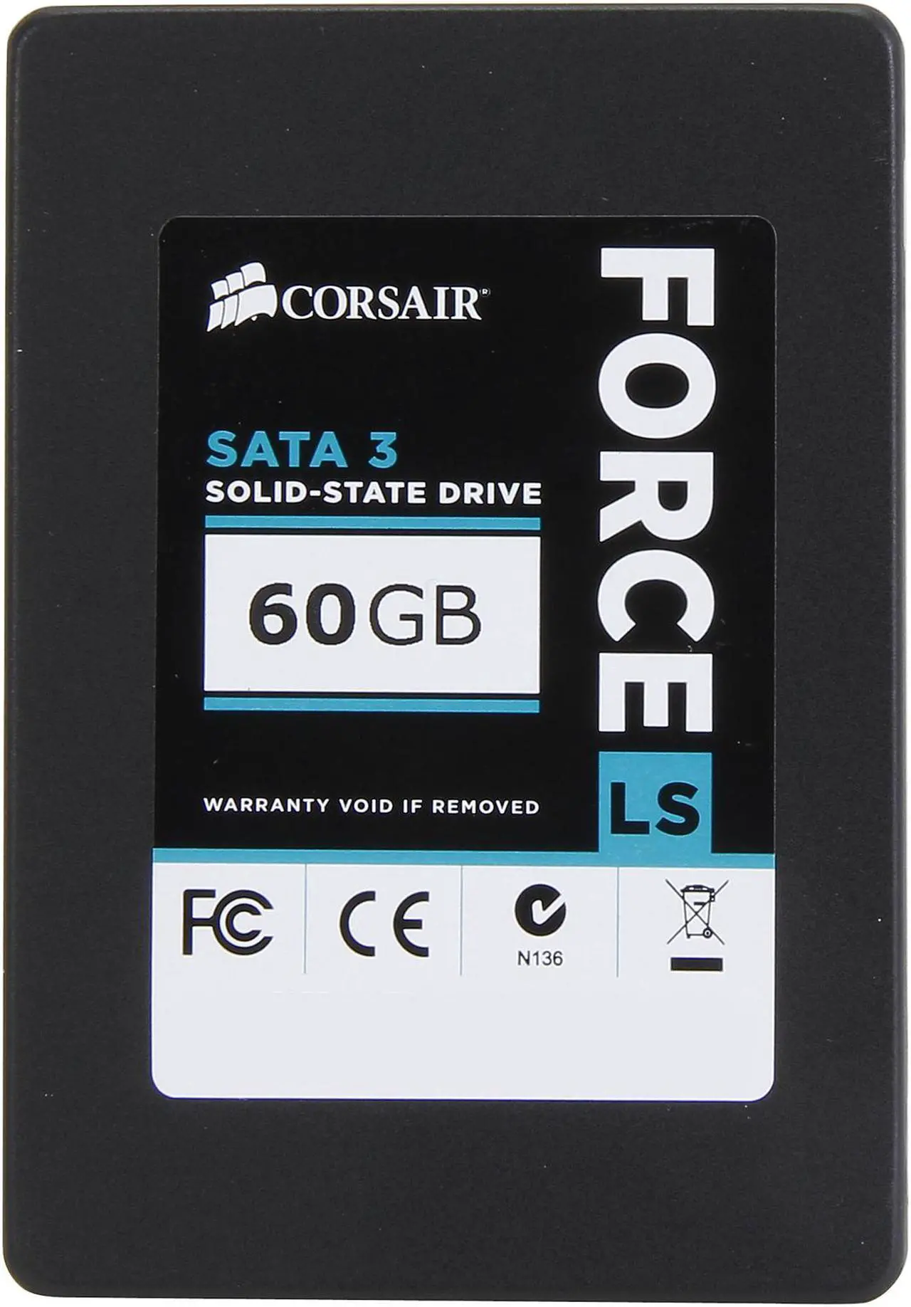 Alt view image 2 of 5 - Corsair Force LS Series 2.5" 60GB SATA III MLC Internal Solid State Drive (SSD) CSSD-F60GBLS