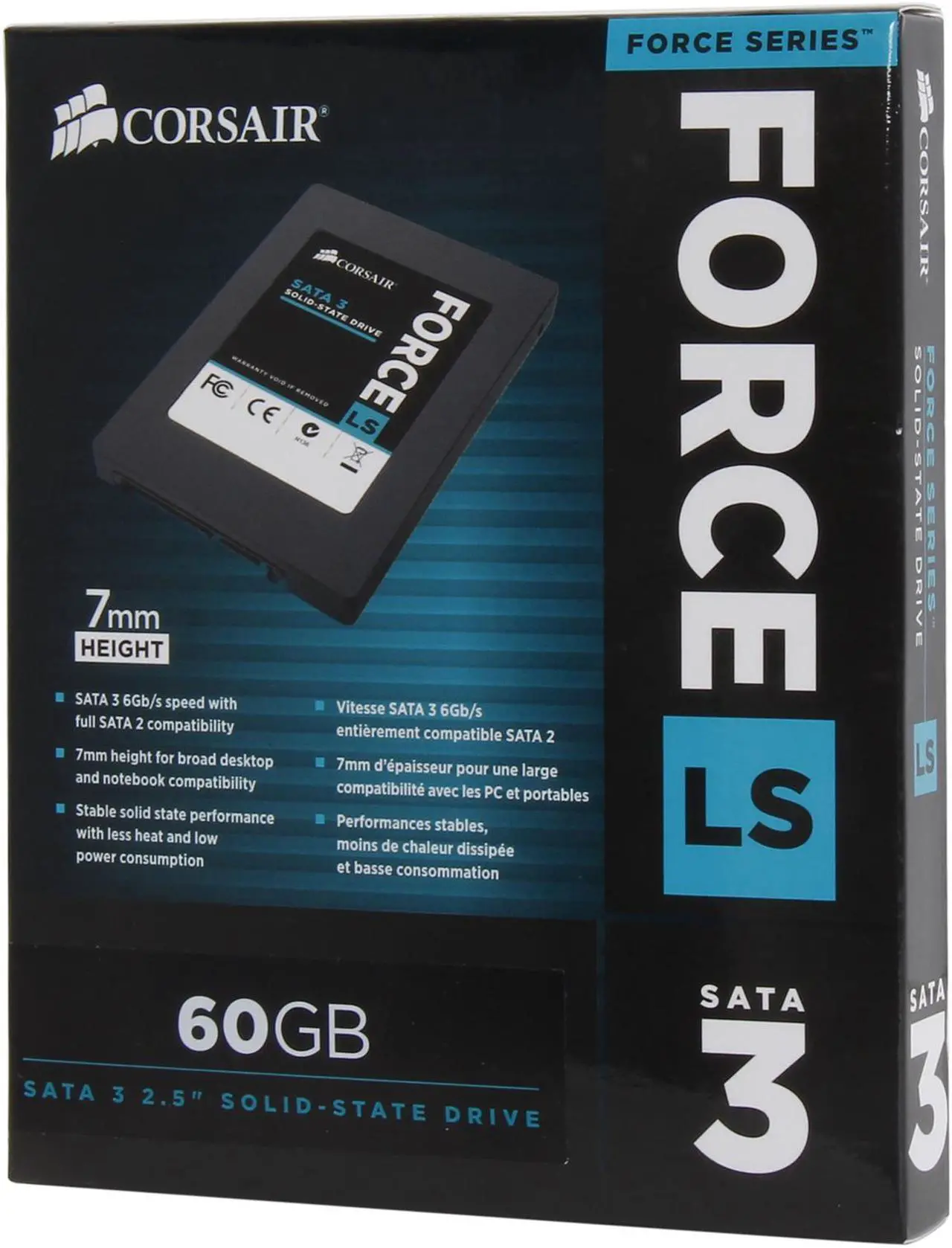 Alt view image 5 of 5 - Corsair Force LS Series 2.5" 60GB SATA III MLC Internal Solid State Drive (SSD) CSSD-F60GBLS