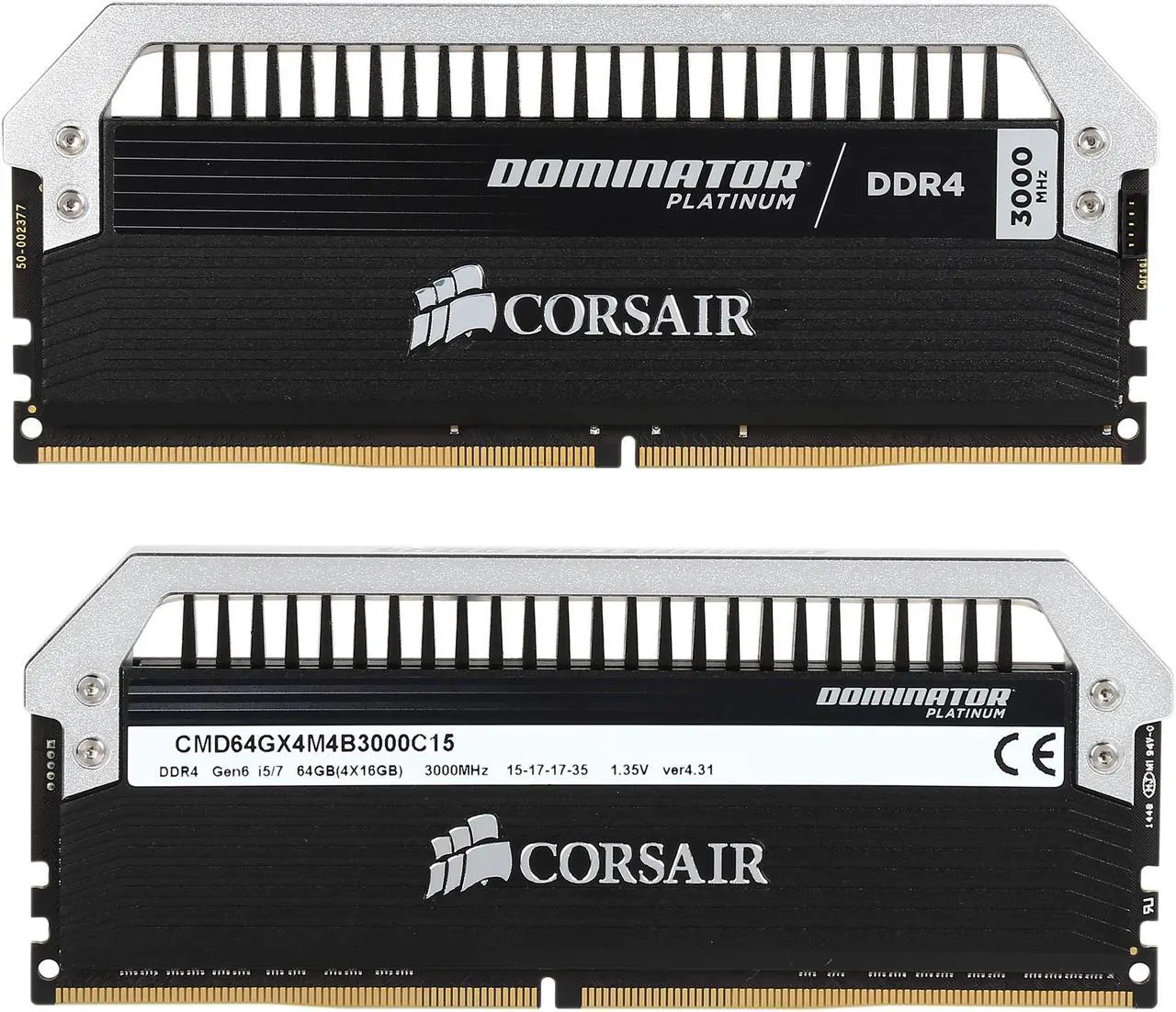 Alt view image 2 of 8 - CORSAIR Dominator Platinum 64GB (4 x 16GB) DDR4 3000 (PC4 24000) Desktop Memory Model CMD64GX4M4B3000C15
