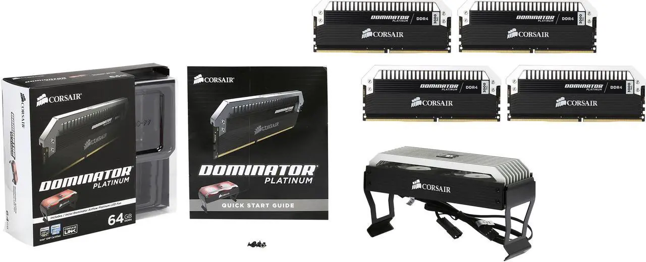 Alt view image 8 of 8 - CORSAIR Dominator Platinum 64GB (4 x 16GB) DDR4 3000 (PC4 24000) Desktop Memory Model CMD64GX4M4B3000C15