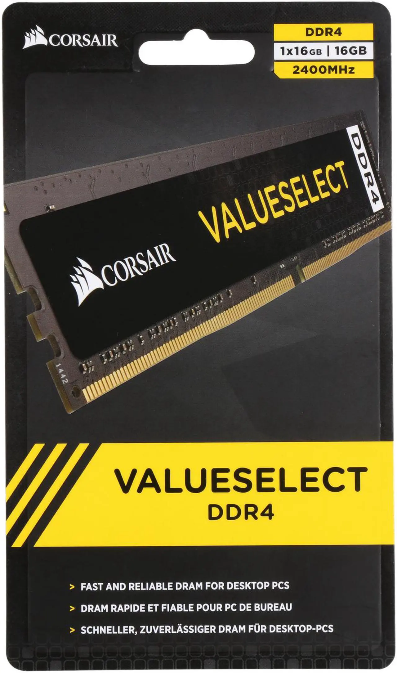Alt view image 3 of 3 - CORSAIR ValueSelect 16GB 288-Pin DDR4 SDRAM 2400 (PC4-19200) Desktop Memory Model CMV16GX4M1A2400C16 Intel 7th Gen and AMD Ryzen Ready