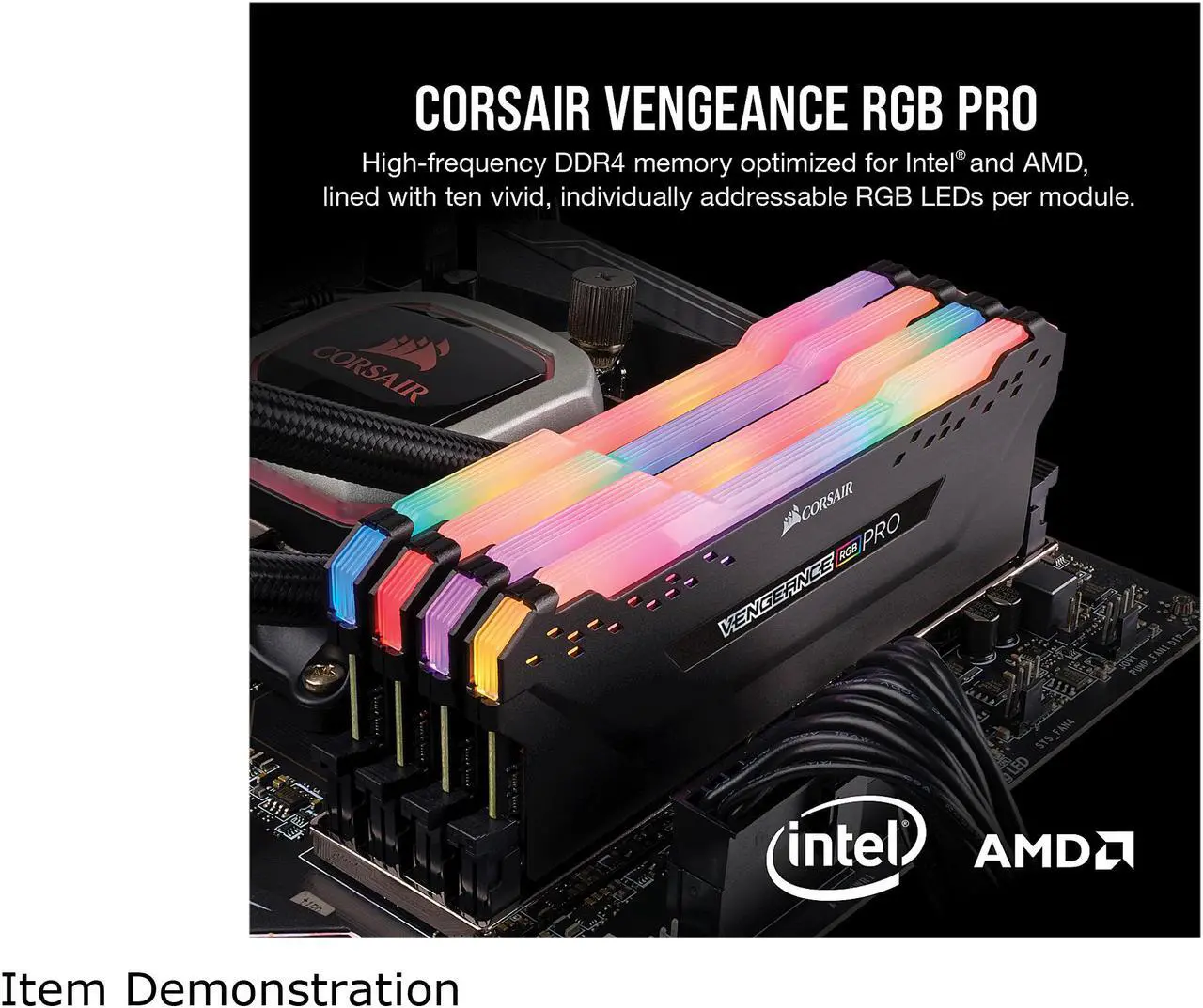 Alt view image 3 of 6 - CORSAIR Vengeance RGB Pro 64GB (4 x 16GB) DDR4 2666 (PC4 21300) Desktop Memory Model CMW64GX4M4A2666C16