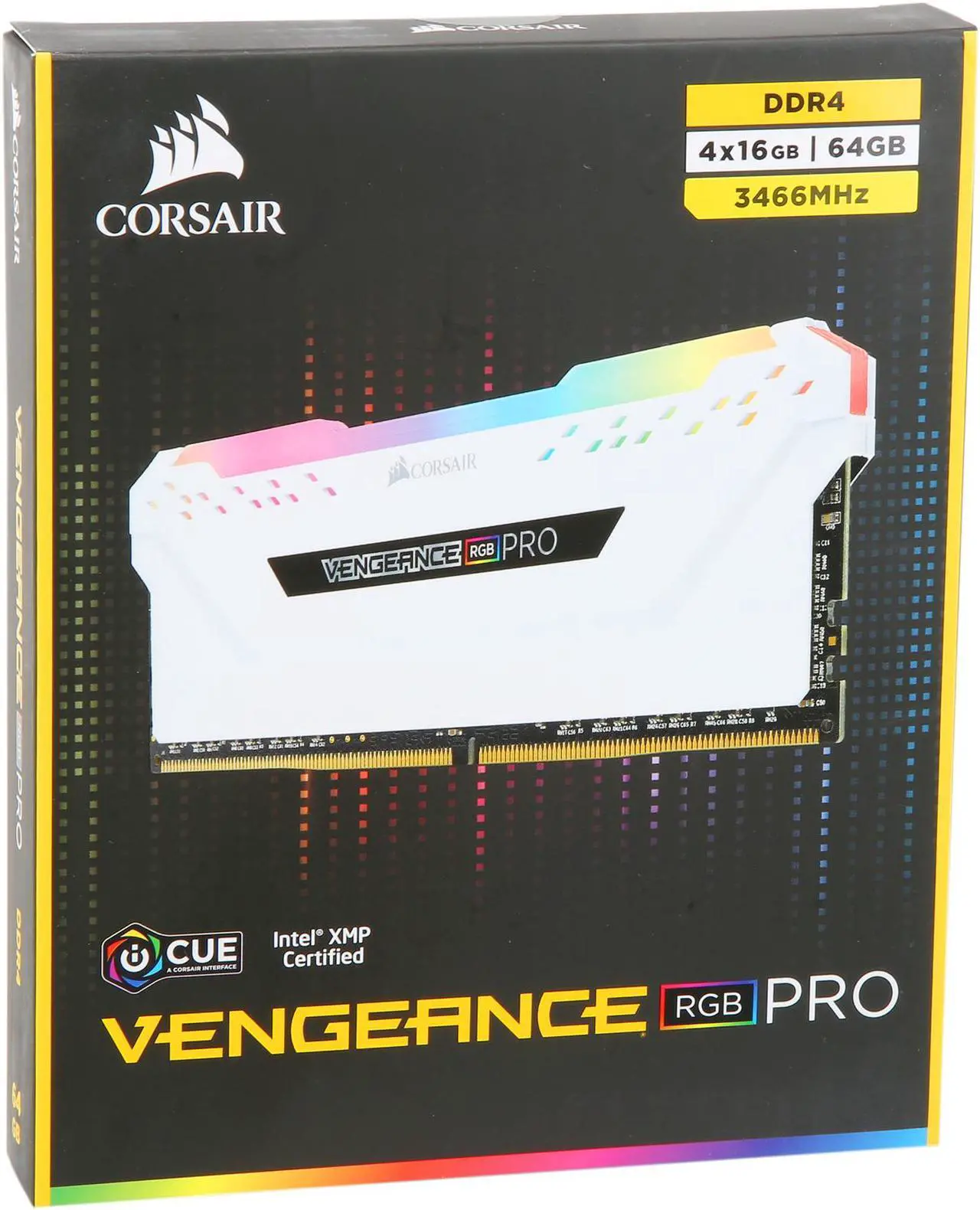 Alt view image 4 of 4 - CORSAIR Vengeance RGB Pro 64GB (4 x 16GB) DDR4 3466 (PC4 27700) Desktop Memory Model CMW64GX4M4C3466C16W