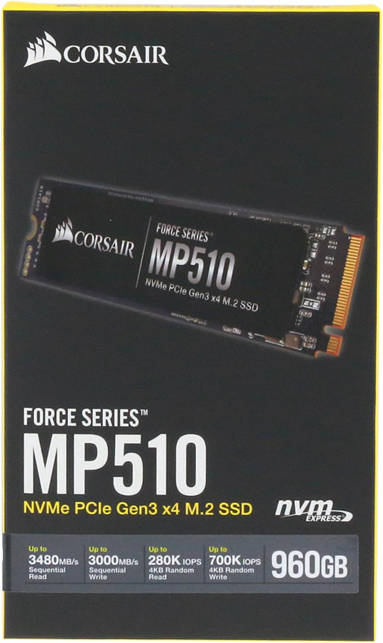 Alt view image 4 of 4 - Corsair Force MP510 M.2 2280 960GB PCI-Express 3.0 x4, NVMe 1.3 3D TLC Internal Solid State Drive (SSD) CSSD-F960GBMP510B