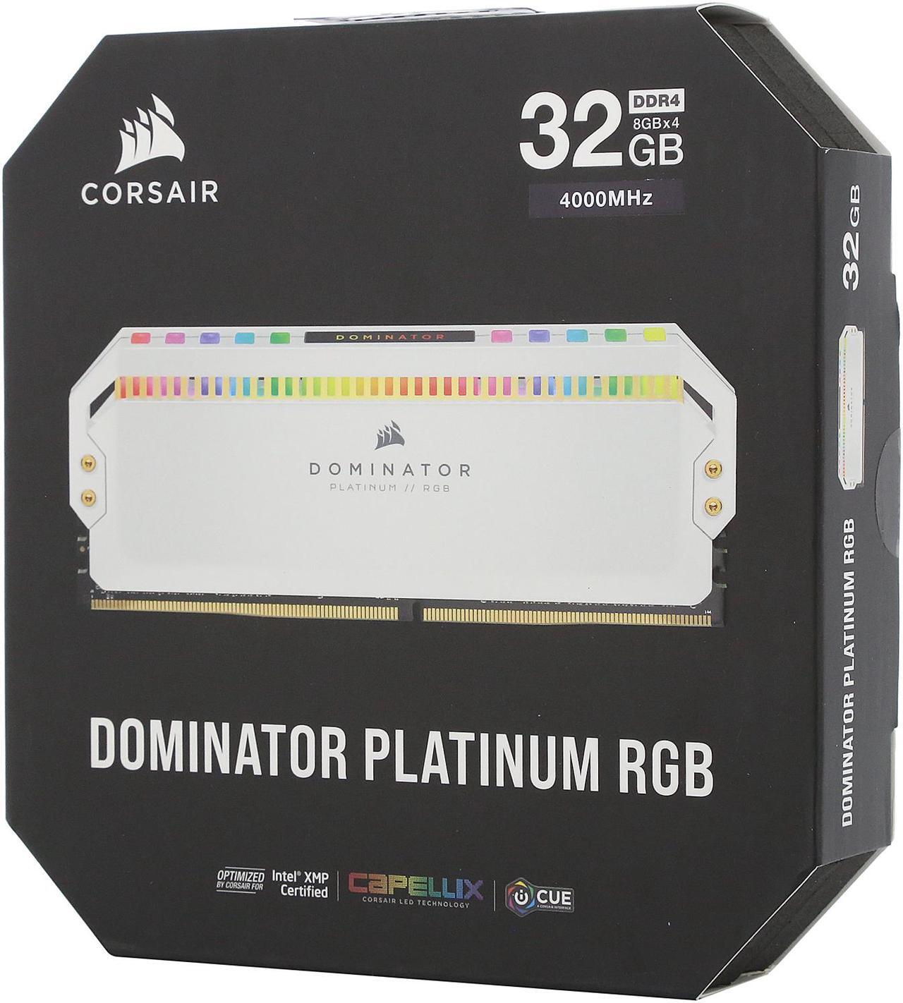 Alt view image 4 of 4 - CORSAIR Dominator Platinum RGB 32GB (4 x 8GB) DDR4 4000 (PC4 32000) Desktop Memory Model CMT32GX4M4K4000C19W