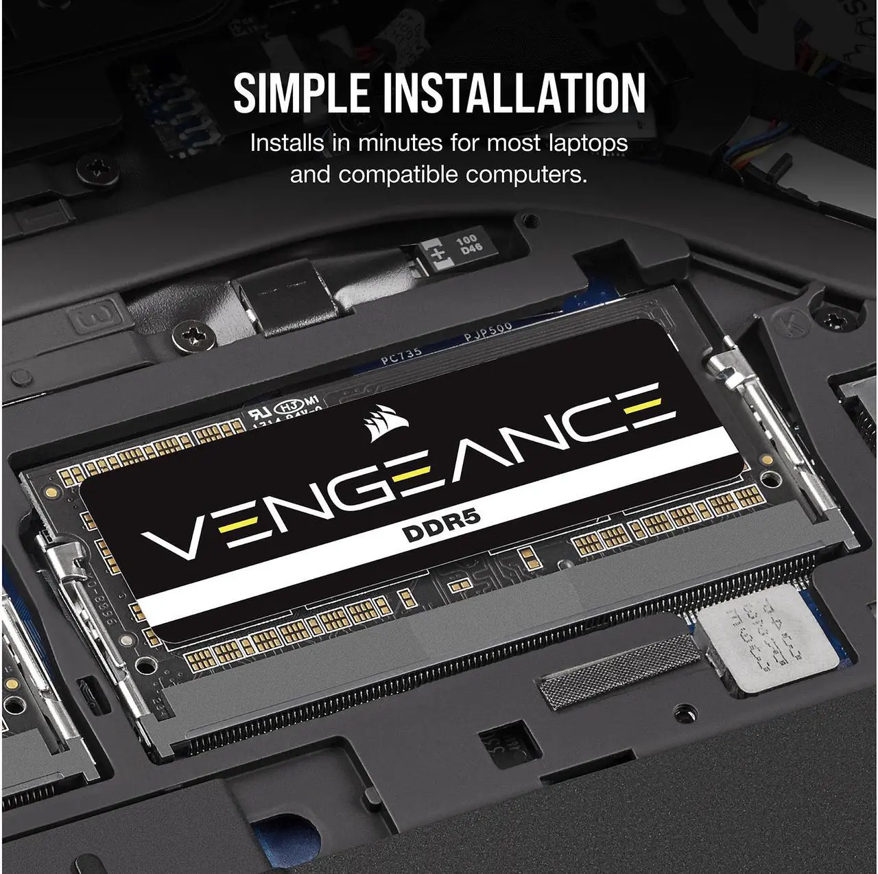 Alt view image 2 of 4 - CORSAIR Vengeance 16GB (2 x 8GB) 262-Pin DDR5 SO-DIMM DDR5 4800 (PC4 38400) Laptop Memory Model CMSX16GX5M2A4800C40