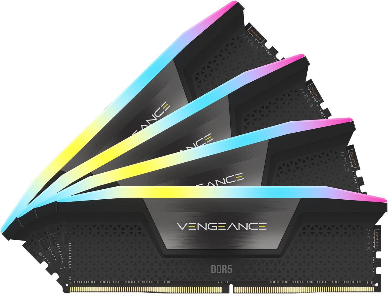 CORSAIR Vengeance RGB 128GB (4 x 32GB) 288-Pin PC RAM DDR5 5600 (PC5 44800) Desktop Memory Model CMH128GX5M4B5600C40