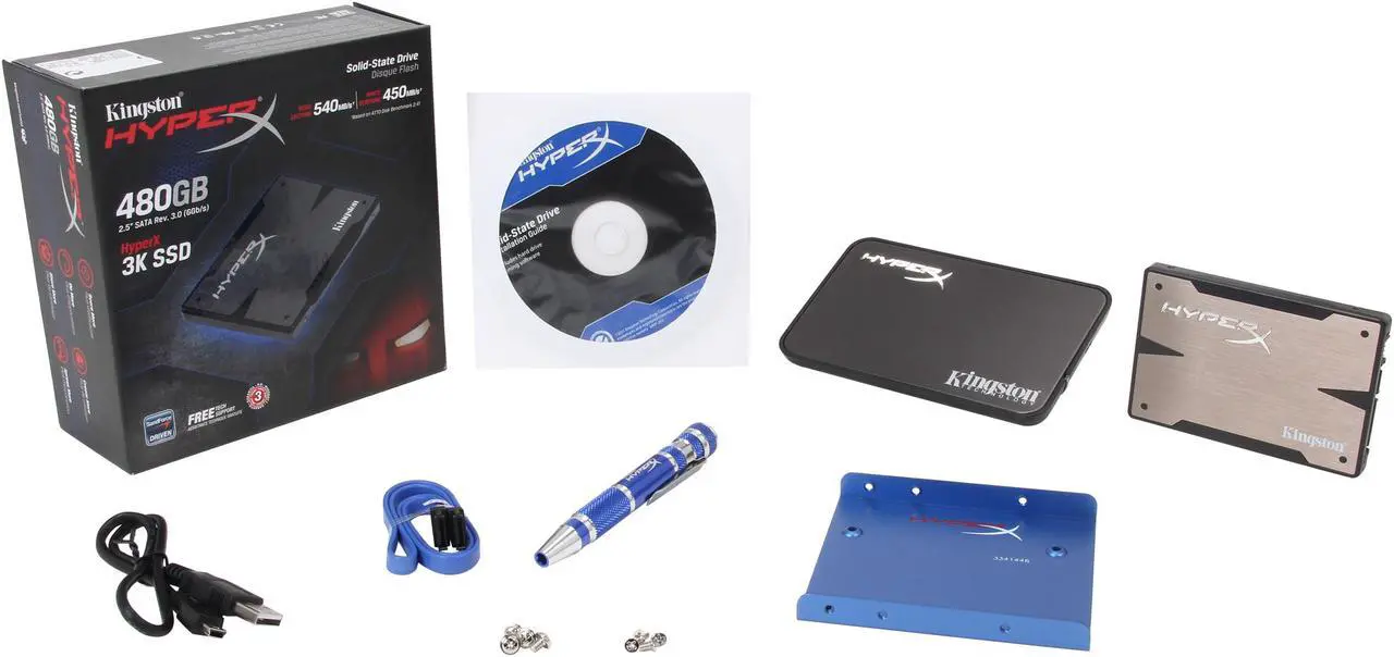 Alt view image 10 of 9 - HyperX 3K 2.5" 480GB SATA III MLC Internal Solid State Drive (SSD) (Upgrade Bundle Kit) SH103S3B/480G