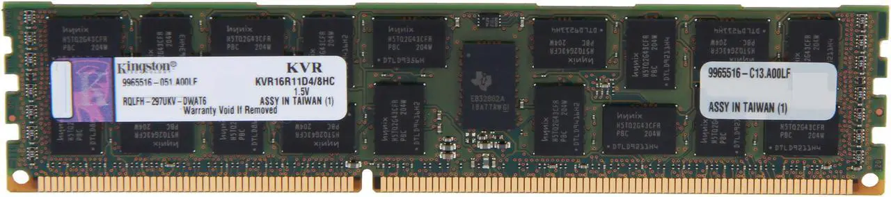 Main image of Kingston 8GB ECC Registered DDR3 1600 Server Memory DR x4 Hynix C Model KVR16R11D4/8HC