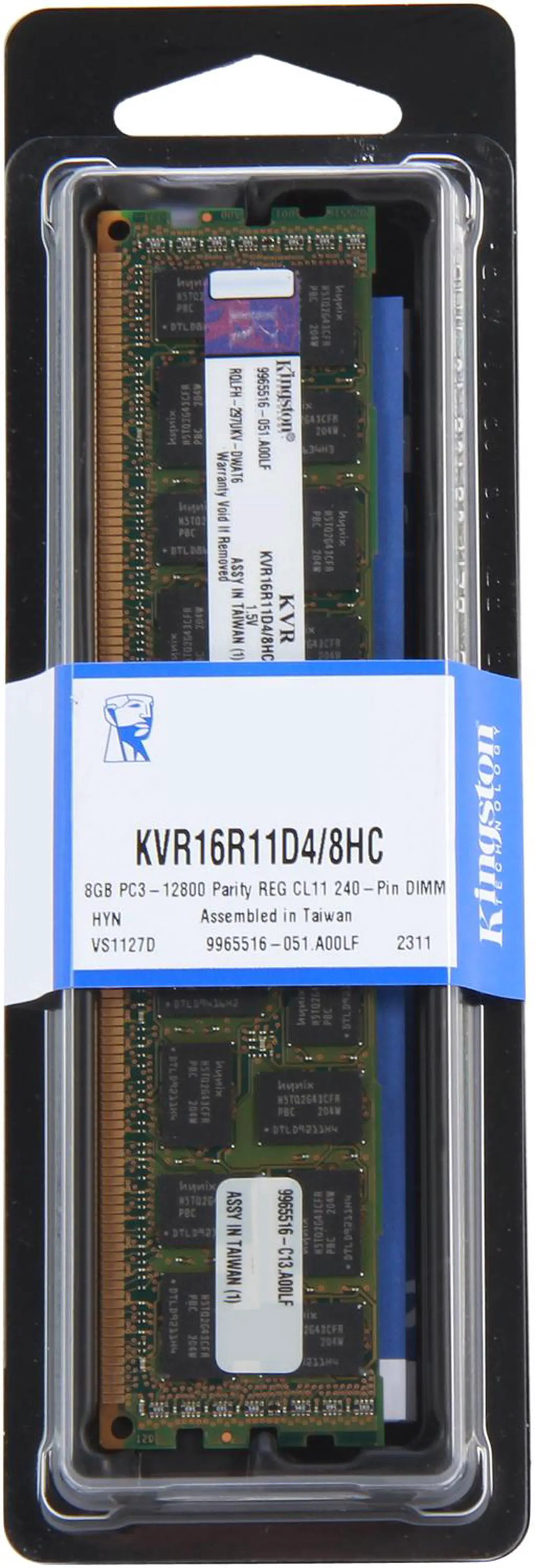 Alt view image 3 of 3 - Kingston 8GB ECC Registered DDR3 1600 Server Memory DR x4 Hynix C Model KVR16R11D4/8HC