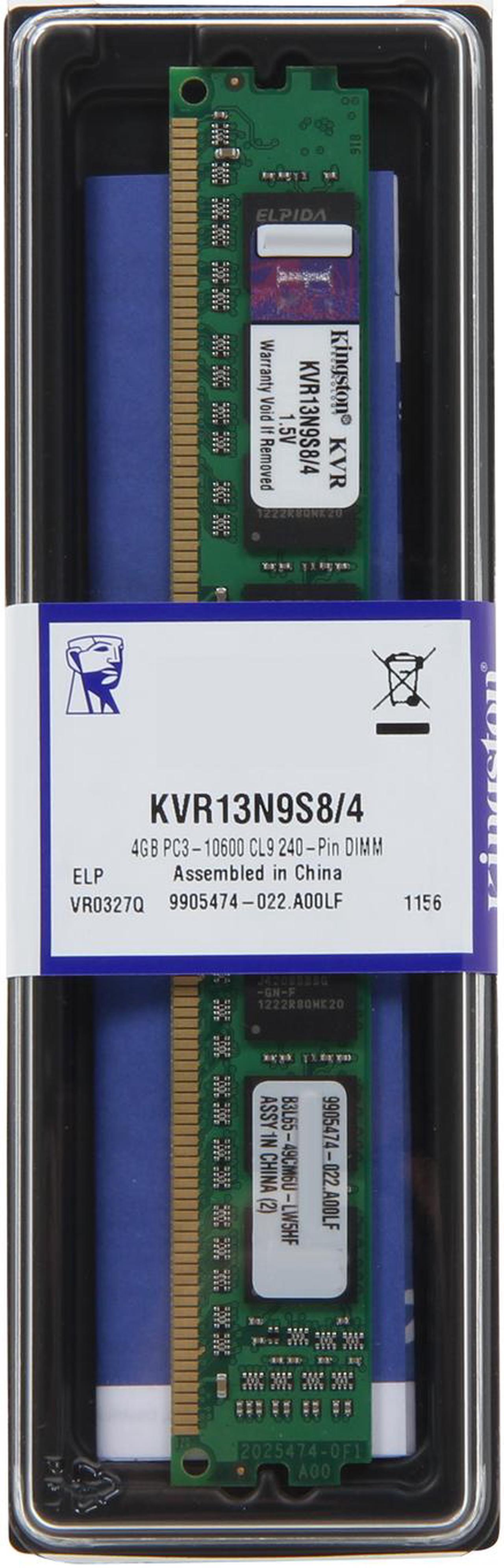 Alt view image 3 of 3 - Kingston 4GB DDR3 1333 Desktop Memory Model KVR13N9S8/4