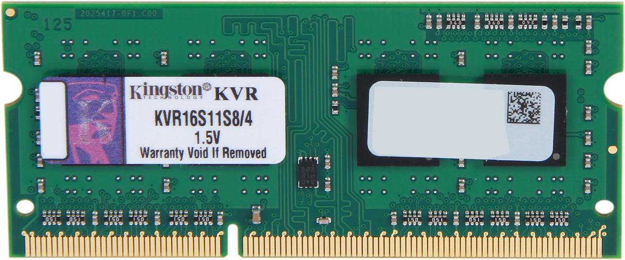 Kingston 4GB 204-Pin DDR3 SO-DIMM DDR3 1600 Laptop Memory Model KVR16S11S8/4