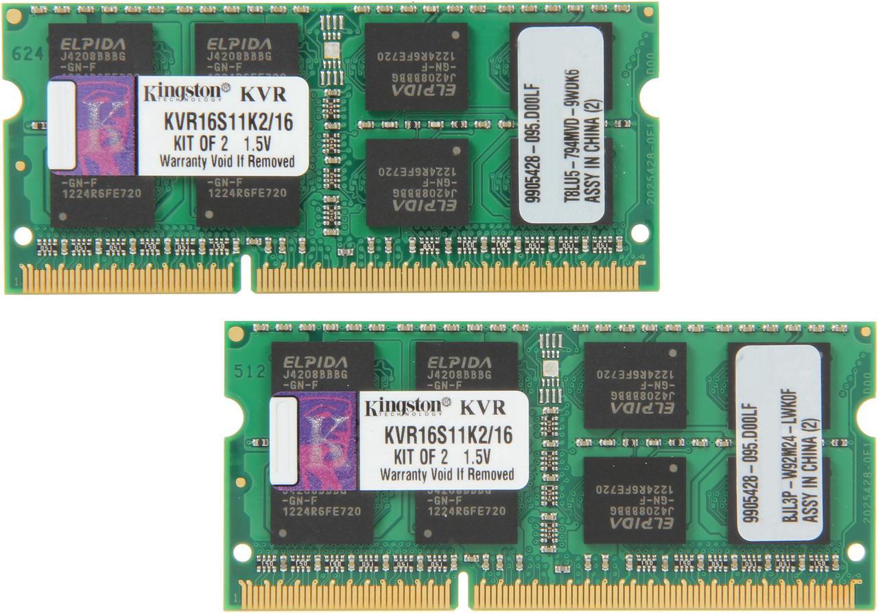 Kingston 16GB (2 x 8GB) 204-Pin DDR3 SO-DIMM DDR3 1600 Laptop Memory Model KVR16S11K2/16