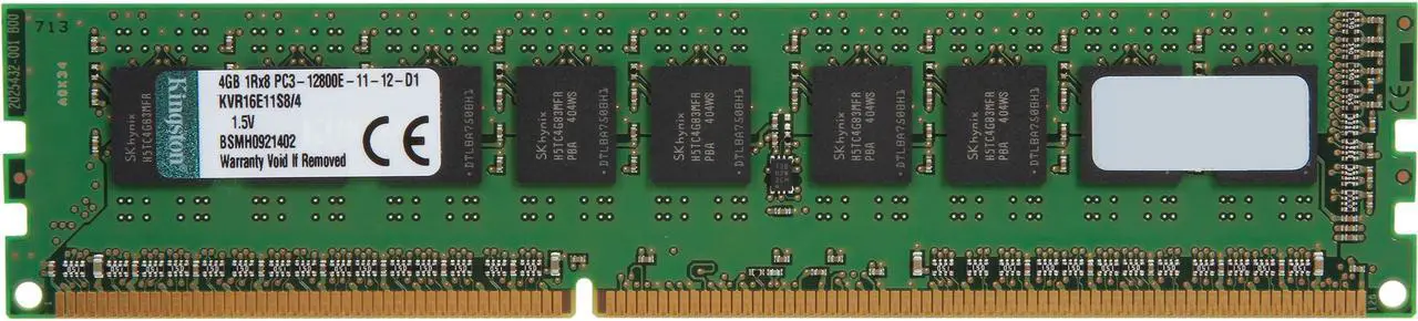 Main image of Kingston 4GB ECC Unbuffered DDR3 1600 (PC3 12800) Server Memory Model KVR16E11S8/4