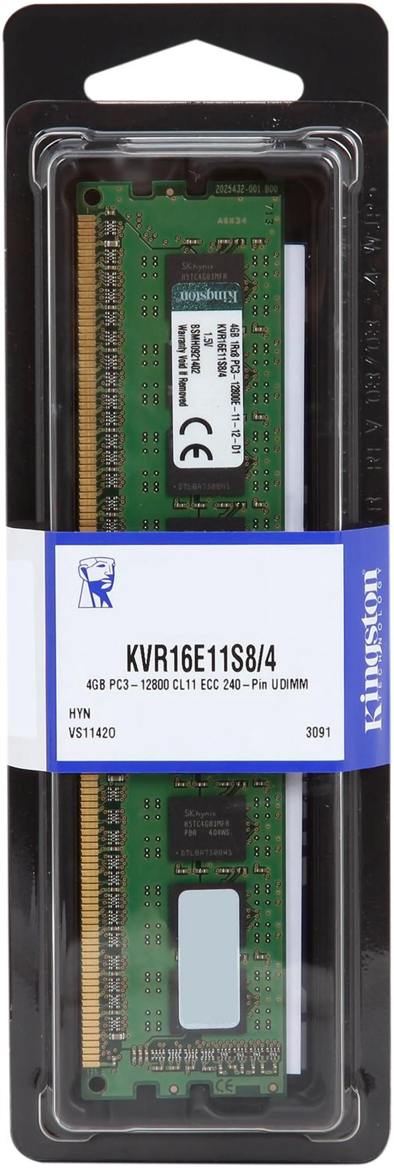 Alt view image 2 of 2 - Kingston 4GB ECC Unbuffered DDR3 1600 (PC3 12800) Server Memory Model KVR16E11S8/4