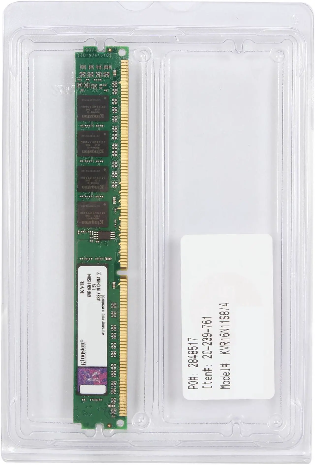 Alt view image 3 of 3 - Kingston 4GB DDR3 1600 Desktop Memory Model KVR16N11S8/4