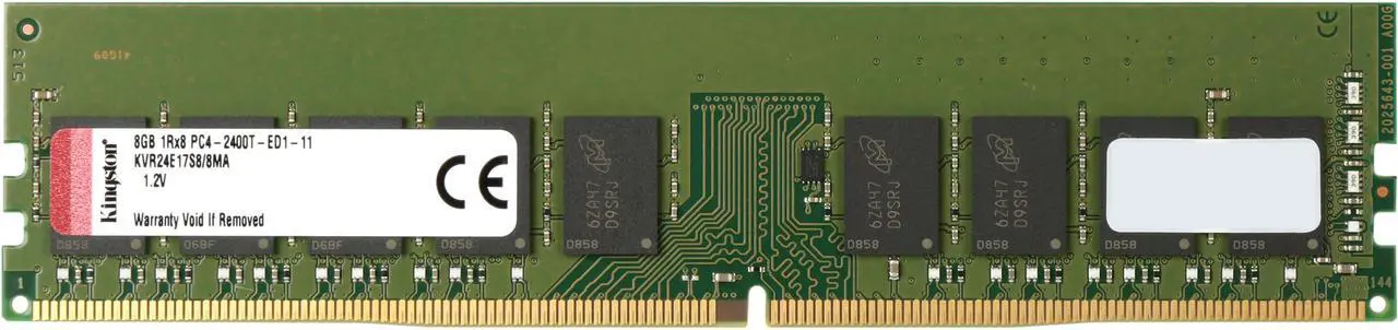 Main image of Kingston ValueRAM 8GB (1 x 8GB) DDR4 2400 RAM (Server Memory) ECC Micron A DIMM (288-Pin) KVR24E17S8/8MA