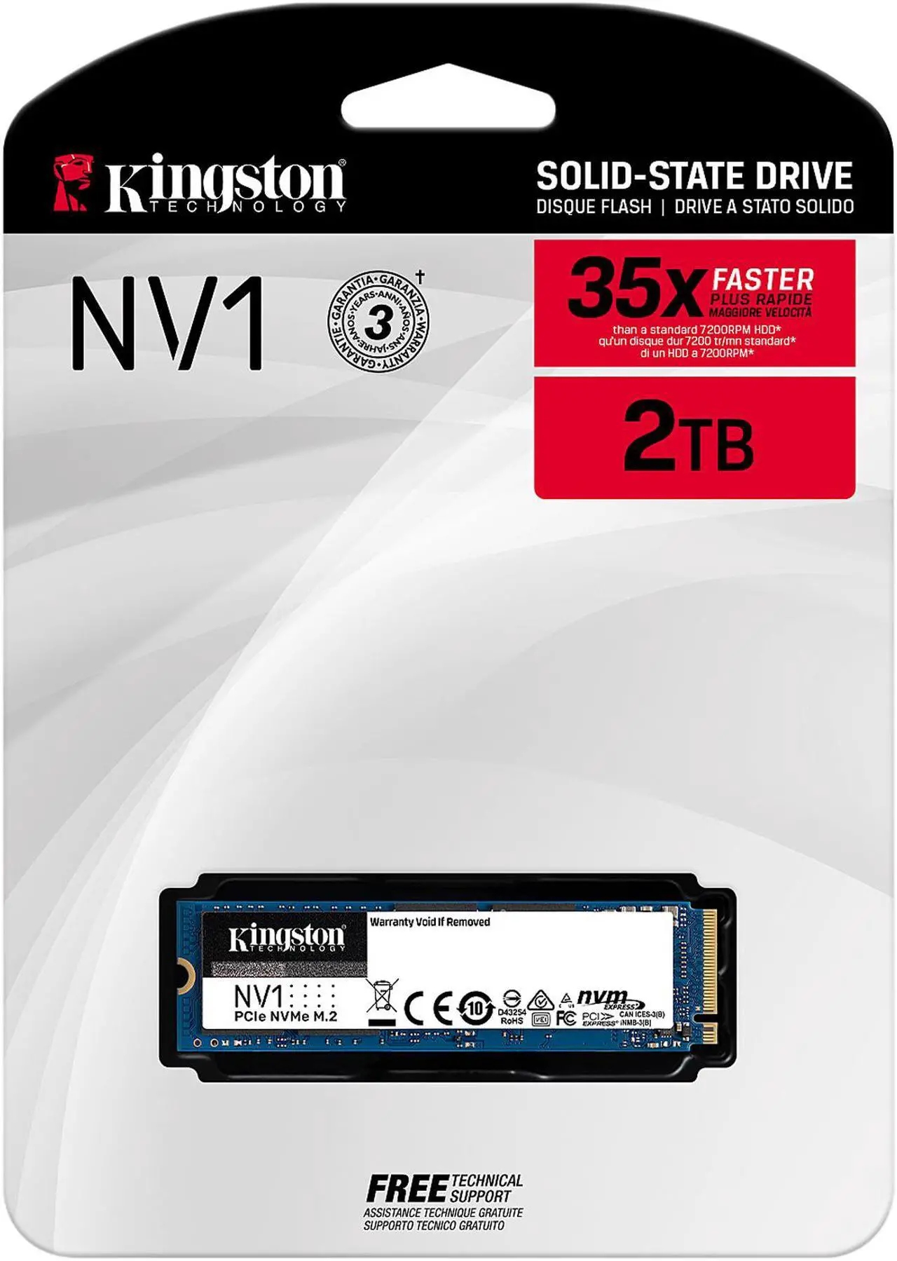 Alt view image 3 of 3 - Kingston NV1 2TB M.2 2280 NVMe PCIe Internal SSD Up to 2100 MB/s SNVS/2000G