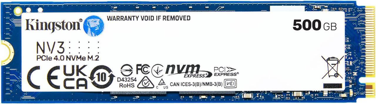 Kingston NV3 M.2 2280 500GB PCIe 4.0 x4 NVMe Internal Solid State Drive (SSD) SNV3S/500G up to Up to 6000 MB/s