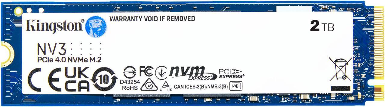 Kingston NV3 M.2 2280 2TB PCIe 4.0 x4 NVMe Internal Solid State Drive (SSD) SNV3S/2000G Up to 6000 MB/s