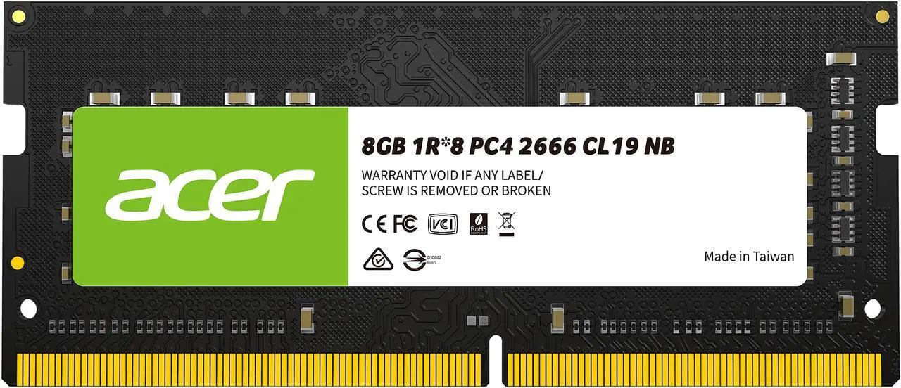 Main image of Acer SD100 8GB 260-Pin DDR4 SO-DIMM DDR4 2666 (PC4 21300) Laptop Memory Model BL.9BWWA.204