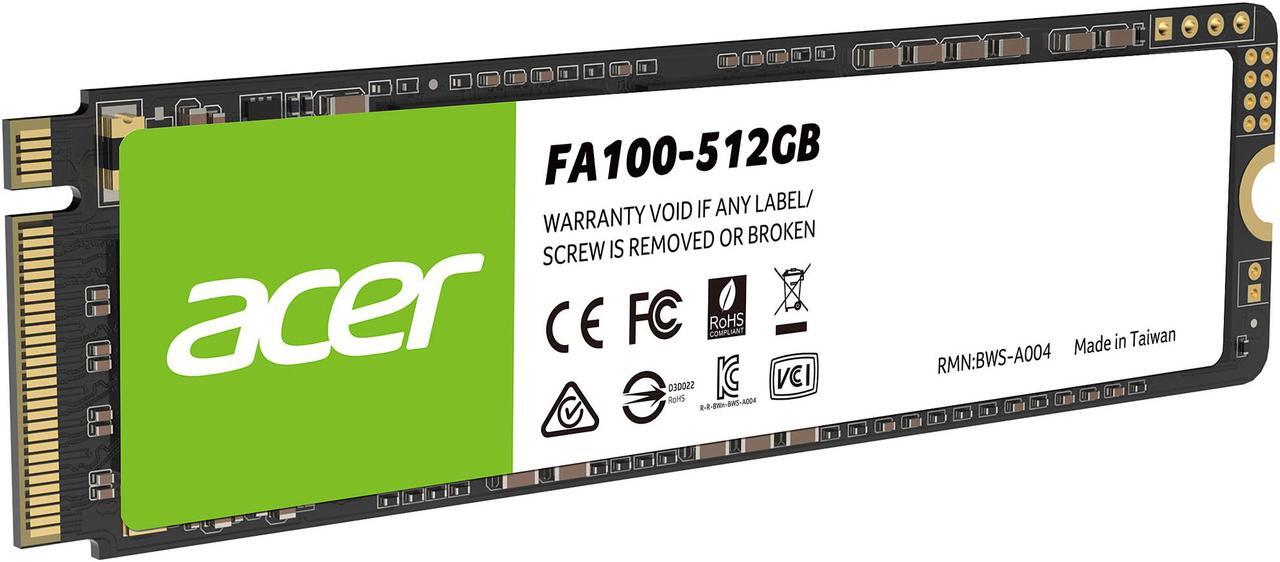 Alt view image 2 of 4 - Acer FA100 M.2 512GB PCI-Express 3.0 x4 Internal Solid State Drive (SSD) BL.9BWWA.119