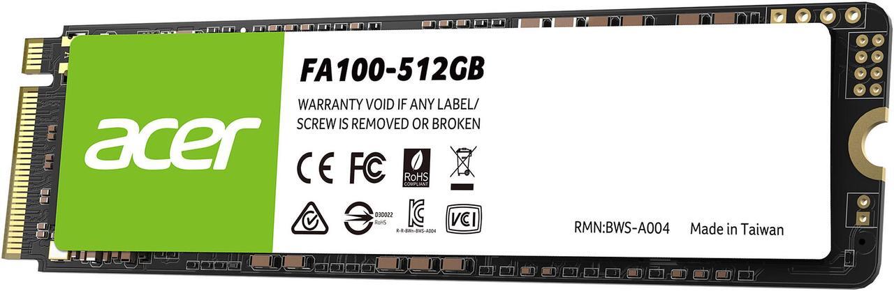 Alt view image 3 of 4 - Acer FA100 M.2 512GB PCI-Express 3.0 x4 Internal Solid State Drive (SSD) BL.9BWWA.119