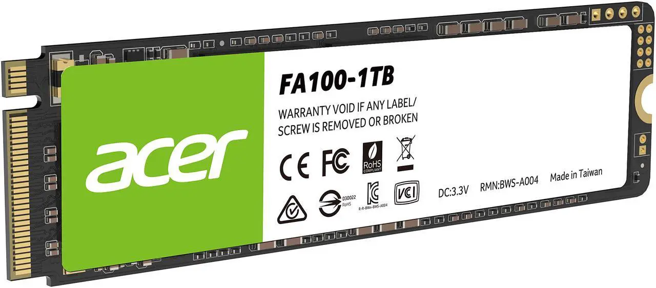 Alt view image 3 of 4 - Acer FA100 M.2 1TB PCI-Express 3.0 x4 Internal Solid State Drive (SSD) BL.9BWWA.120