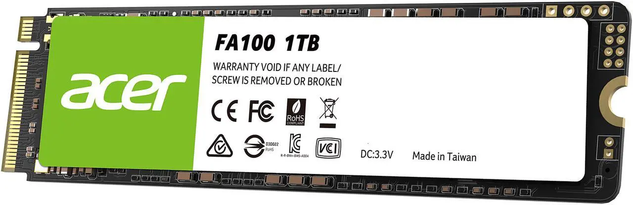 Alt view image 2 of 4 - Acer FA100 M.2 1TB PCI-Express 3.0 x4 Internal Solid State Drive (SSD) BL.9BWWA.120