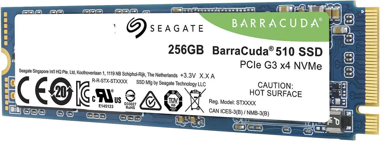 Alt view image 4 of 7 - Seagate BarraCuda 510 M.2 2280 256GB PCIe G3 x4, NVMe 1.3 3D TLC Internal Solid State Drive (SSD) ZP256CM30041