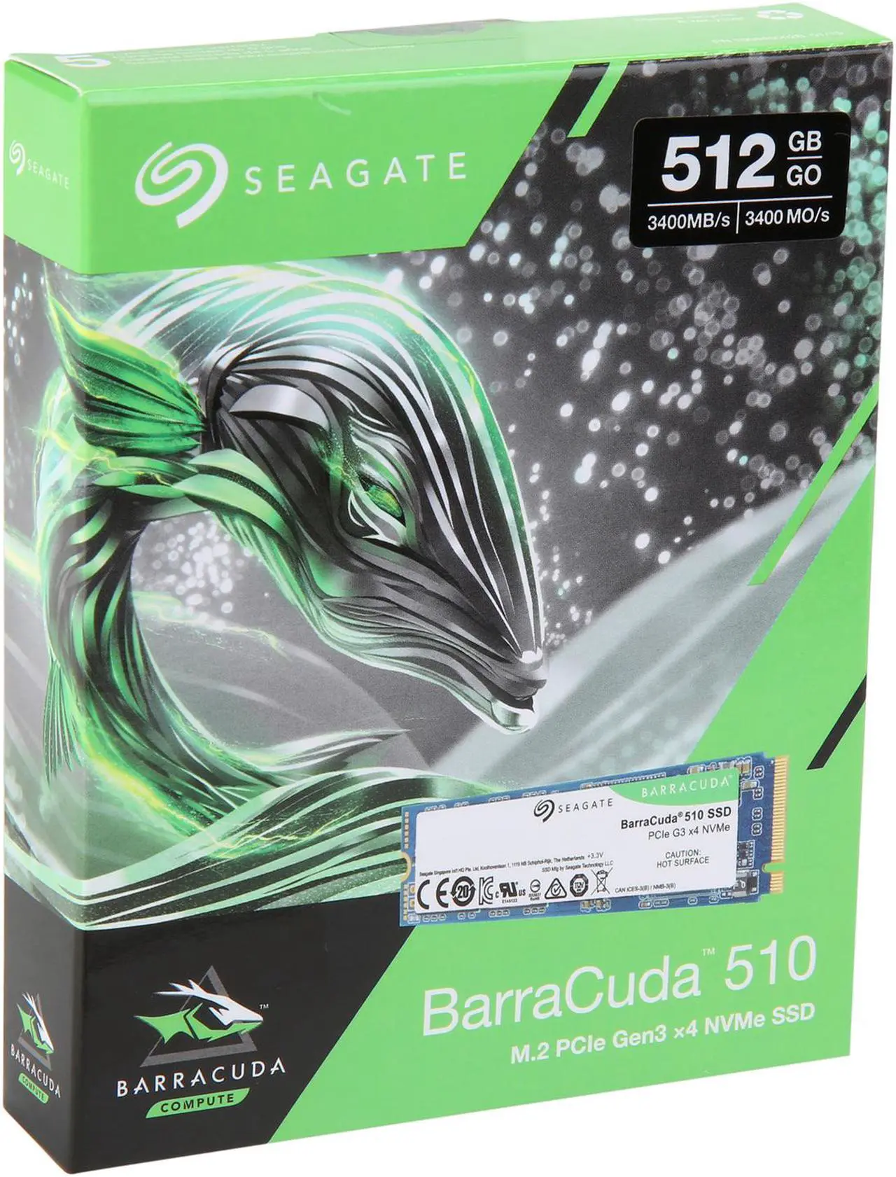 Alt view image 6 of 6 - Seagate BarraCuda 510 M.2 2280 512GB PCIe G3 x4, NVMe 1.3 3D TLC Internal Solid State Drive (SSD) ZP512CM30041