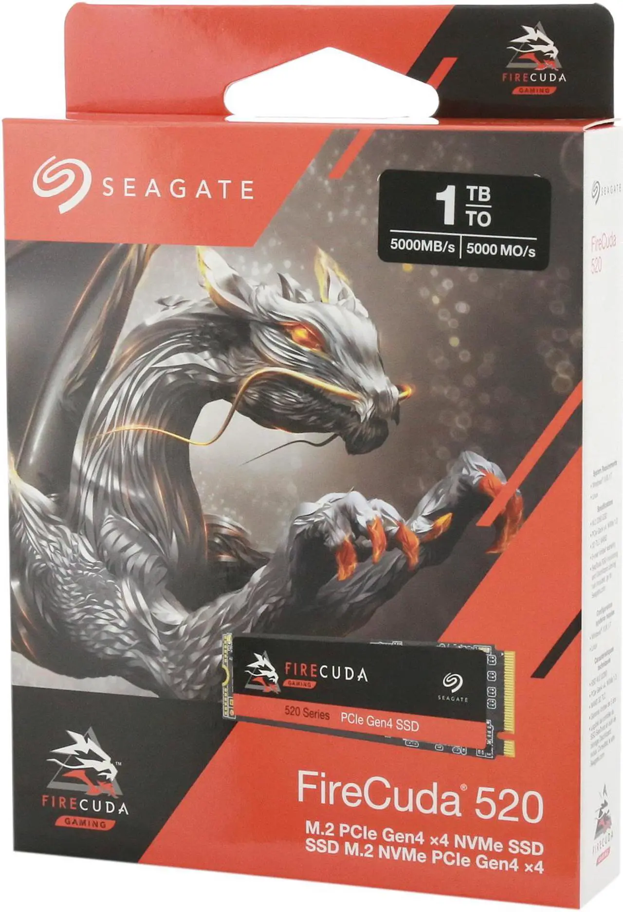 Alt view image 5 of 5 - Seagate Firecuda 520 1TB Performance Internal Solid State Drive SSD PCIe Gen4 X4 NVMe 1.3 for Gaming PC Gaming Laptop Desktop - 3-year Rescue Service (ZP1000GM3A002)