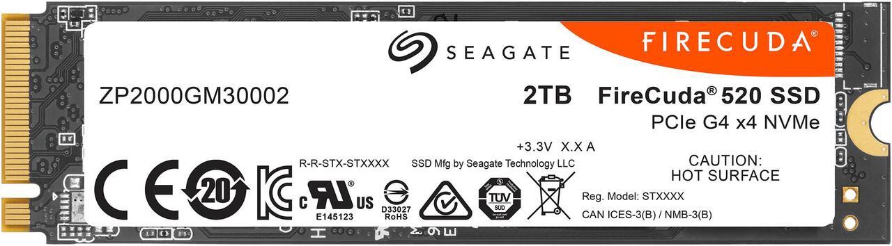Alt view image 4 of 5 - Seagate Firecuda 520 2TB Performance Internal Solid State Drive SSD PCIe Gen4 X4 NVMe 1.3 for Gaming PC Gaming Laptop Desktop - 3-year Rescue Service (ZP2000GM3A002)