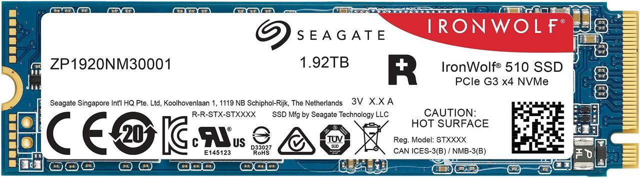 Alt view image 4 of 6 - Seagate IronWolf 510 1.92TB NAS SSD Internal Solid State Drive - M.2 PCIe for Multibay RAID System Network Attached Storage, 2 Year Data Recovery (ZP1920NM30011)