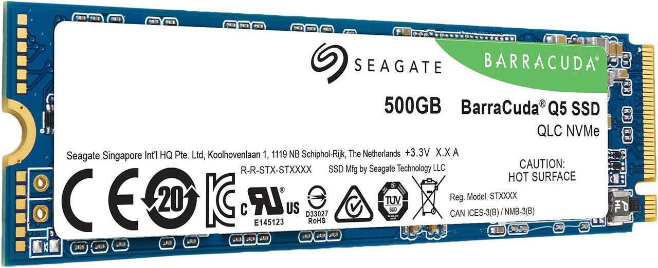 Alt view image 3 of 6 - Seagate BarraCuda Q5 M.2 2280 500GB PCIe Gen3 x4 NVMe 1.3 3D QLC Internal Solid State Drive (SSD) ZP500CV3A001
