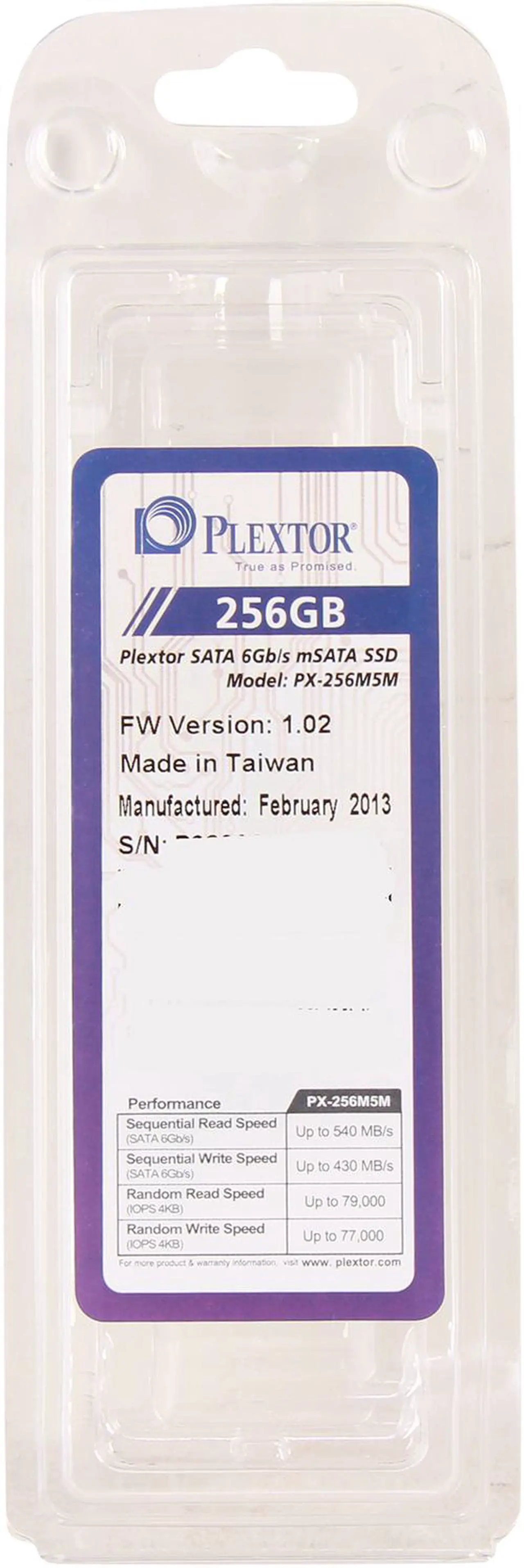 Alt view image 3 of 3 - Plextor M5M 256GB Mini-SATA (mSATA) MLC Internal Solid State Drive (SSD) PX-256M5M