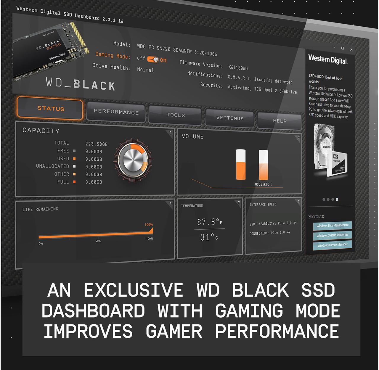 Alt view image 3 of 6 - Western Digital WD BLACK SN750 NVMe M.2 2280 500GB PCI-Express 3.0 x4 64-layer 3D NAND Internal Solid State Drive (SSD) WDS500G3X0C
