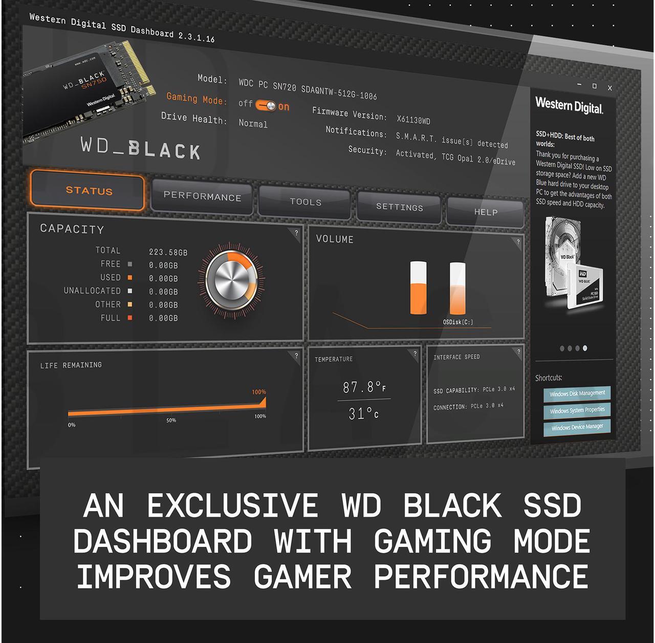 Alt view image 3 of 6 - Western Digital WD BLACK SN750 NVMe M.2 2280 1TB PCI-Express 3.0 x4 64-layer 3D NAND Internal Solid State Drive (SSD) WDS100T3X0C