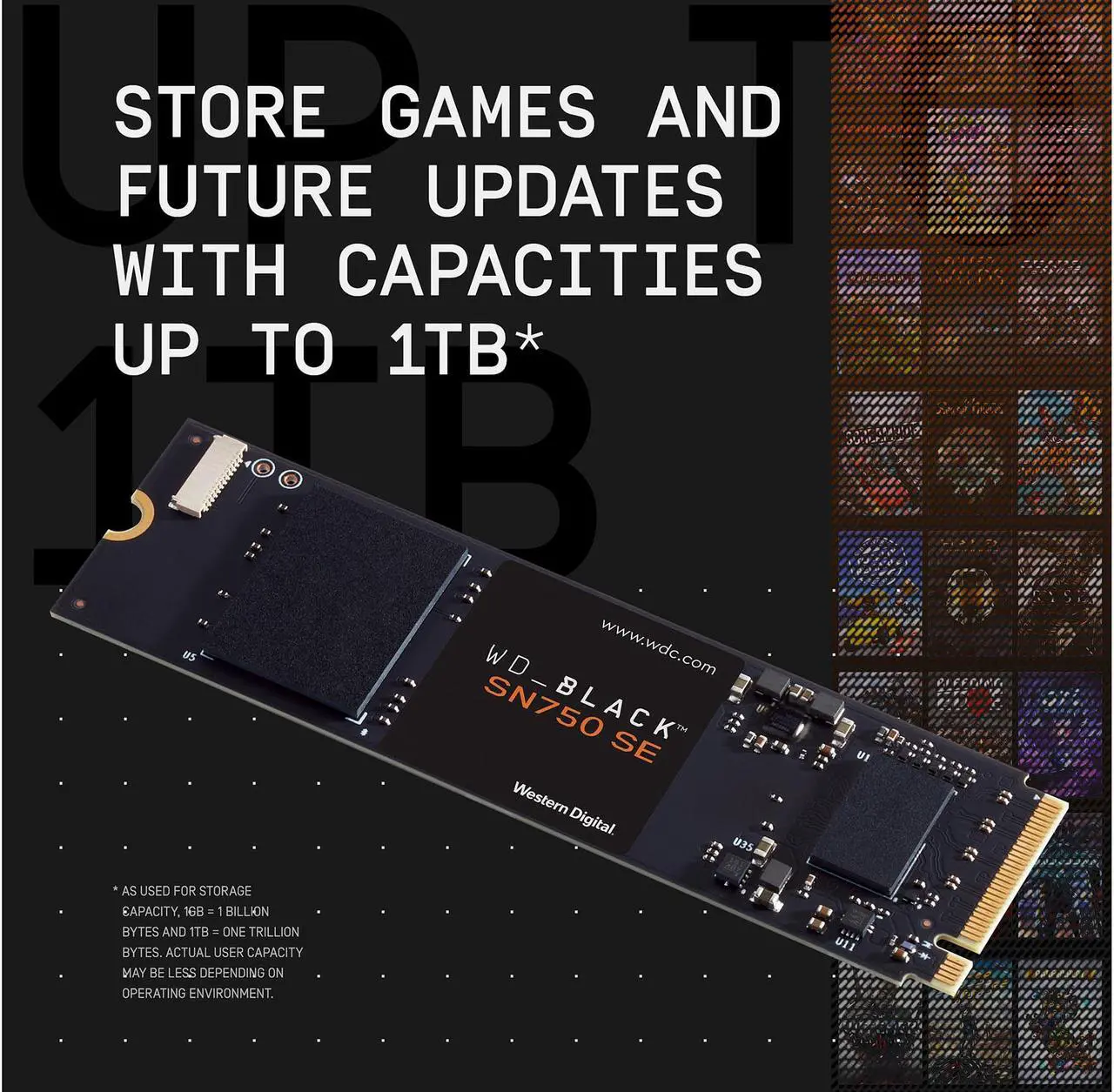 Alt view image 3 of 7 - Western Digital WD Black SN750 SE NVMe M.2 2280 1TB PCI-Express 4.0 Internal Solid State Drive (SSD) WDS100T1B0E