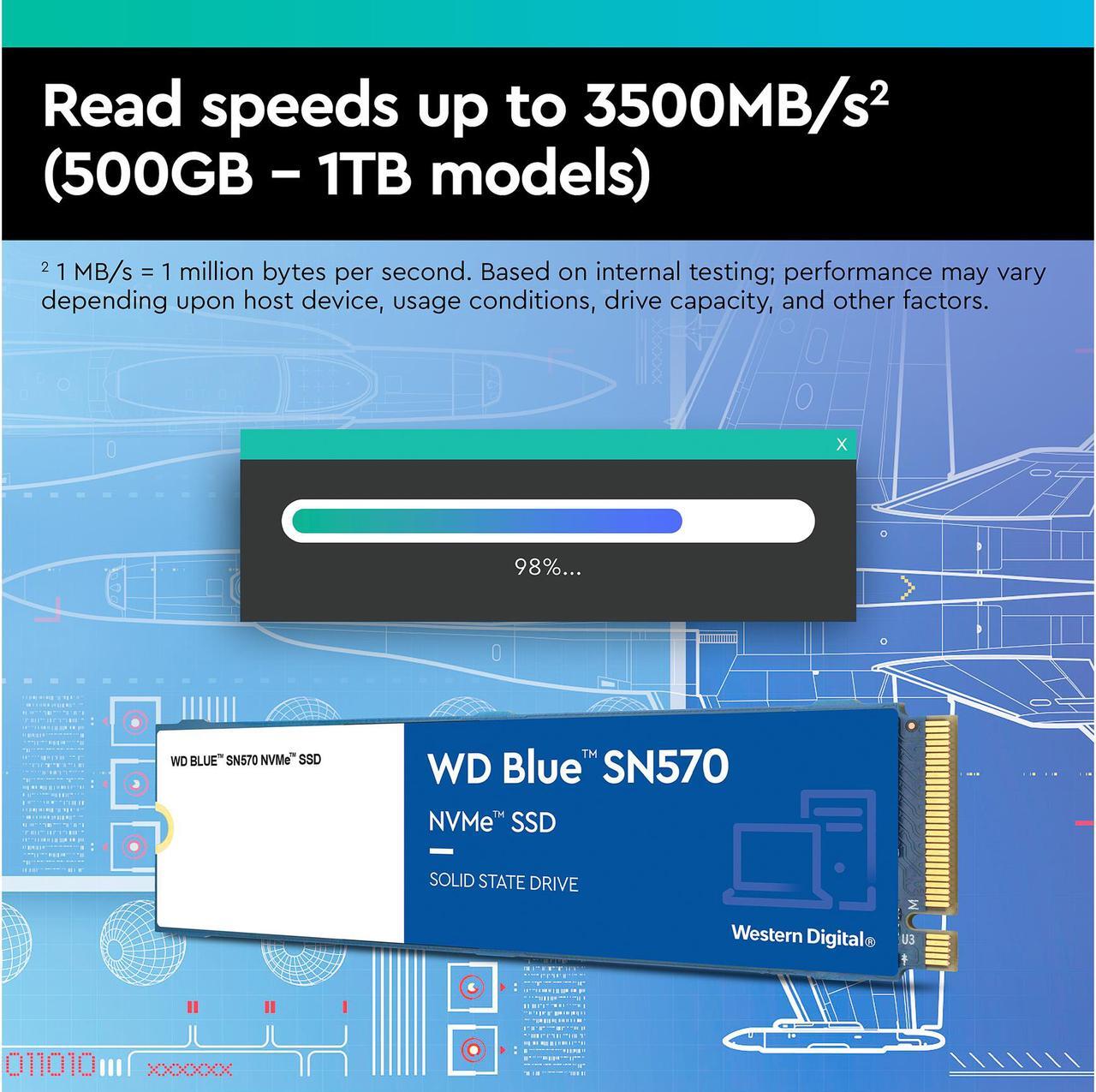 Alt view image 8 of 11 - Western Digital WD Blue SN570 NVMe M.2 2280 1TB PCI-Express 3.0 x4, NVMe v1.4 TLC Internal Solid State Drive (SSD) WDS100T3B0C