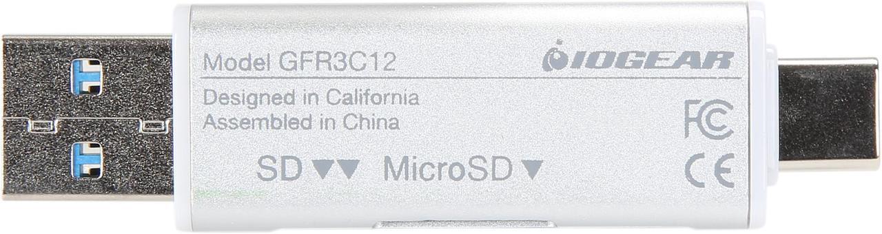 Alt view image 8 of 8 - IOGEAR GFR3C12 SD/microSD USB-C / USB-A Duo Card Reader/Writer