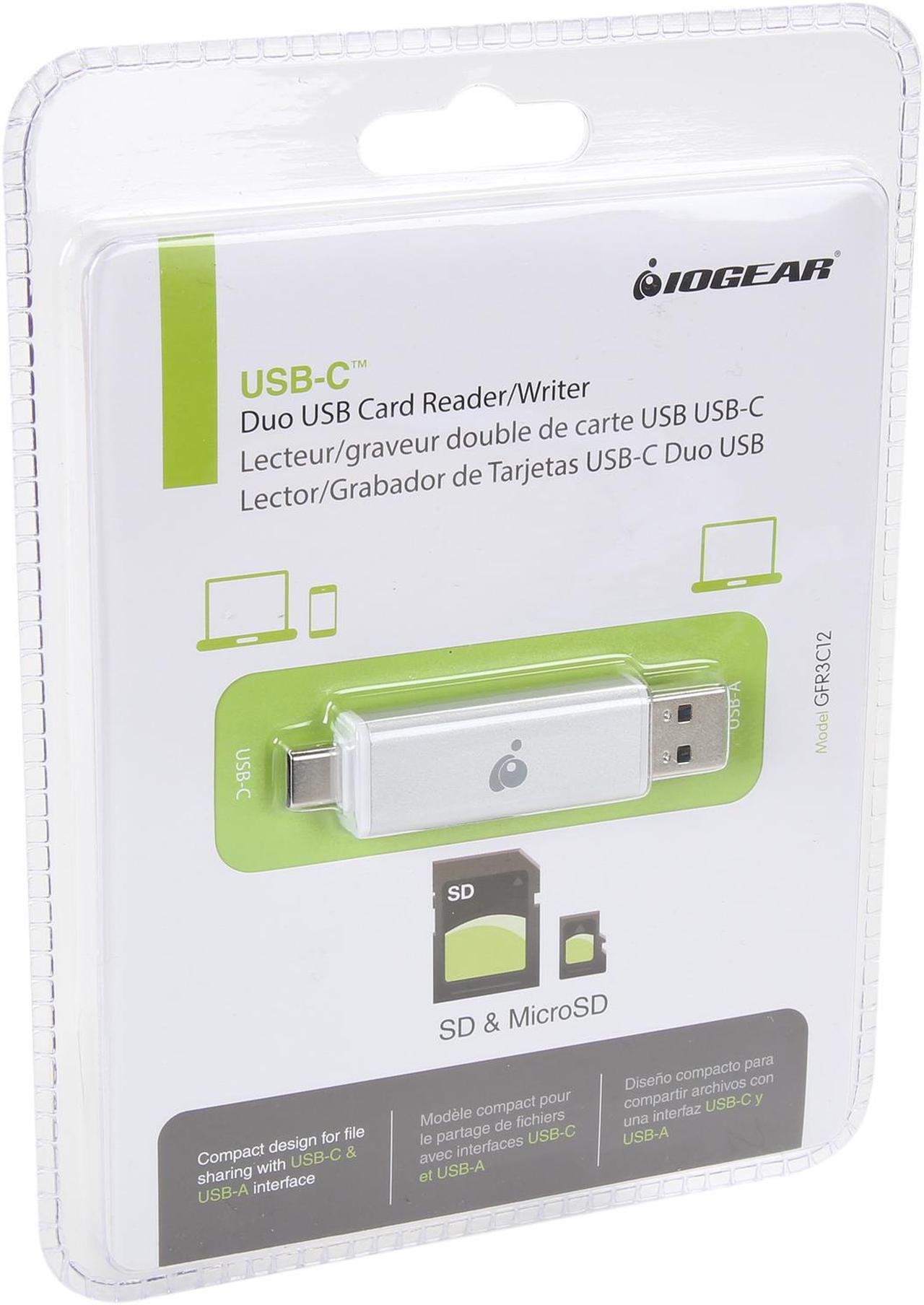Alt view image 9 of 8 - IOGEAR GFR3C12 SD/microSD USB-C / USB-A Duo Card Reader/Writer