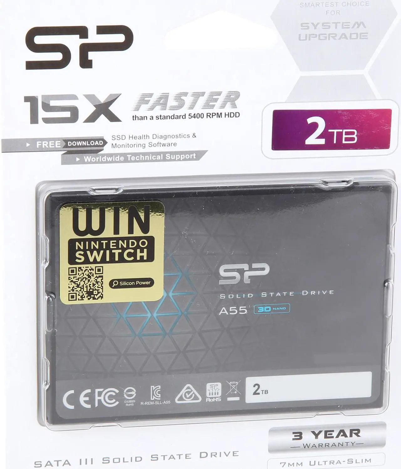 Alt view image 5 of 5 - Silicon Power Ace A55 2.5" 2TB SATA III 3D TLC Internal Solid State Drive (SSD) SP002TBSS3A55S25