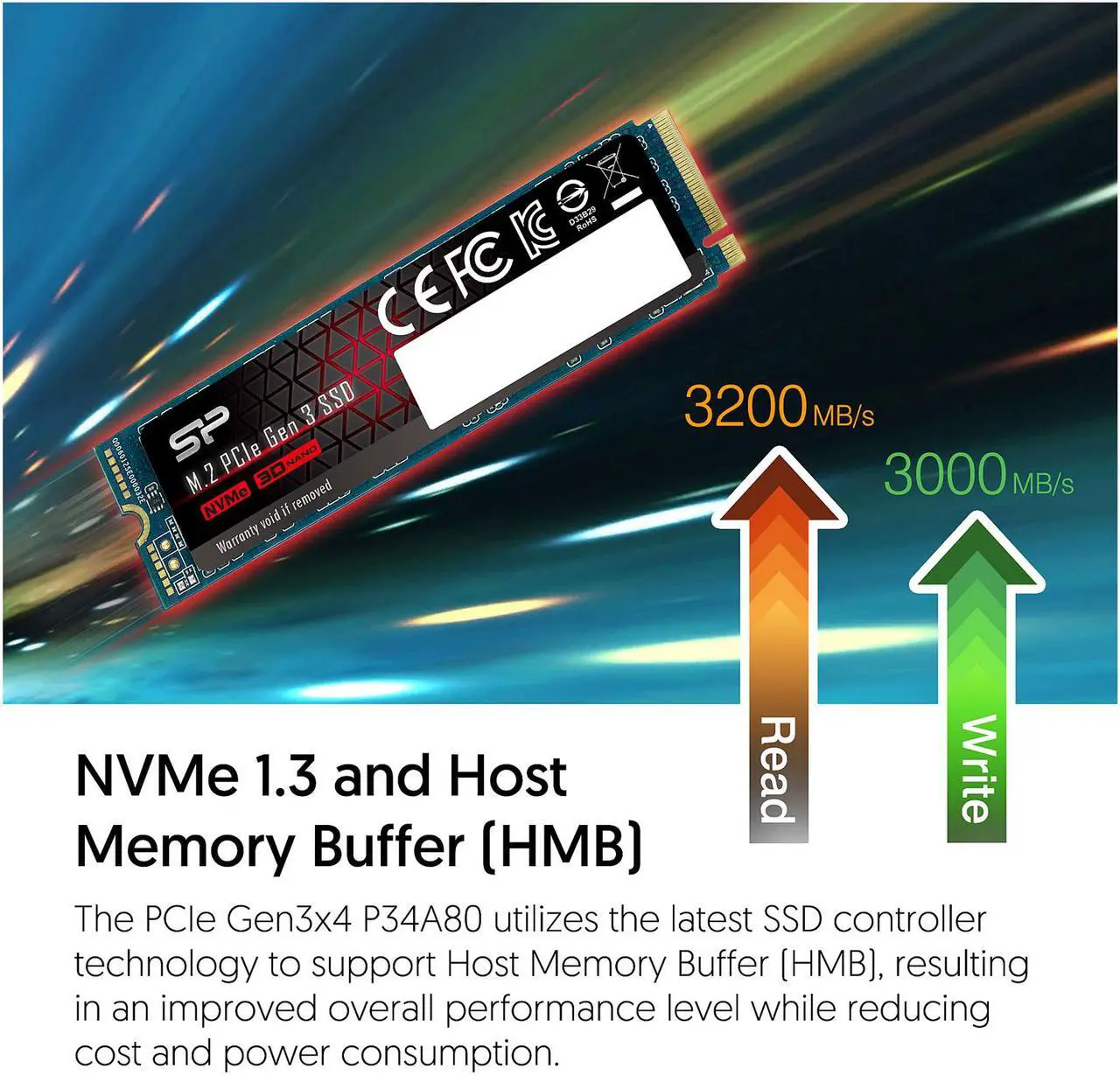 Alt view image 4 of 6 - Silicon Power 2TB NVMe M.2 2280 PCIe Gen3 x4 TLC R/W up to 3,400/3,000 MB/s SSD (SP002TBP34A80M28)