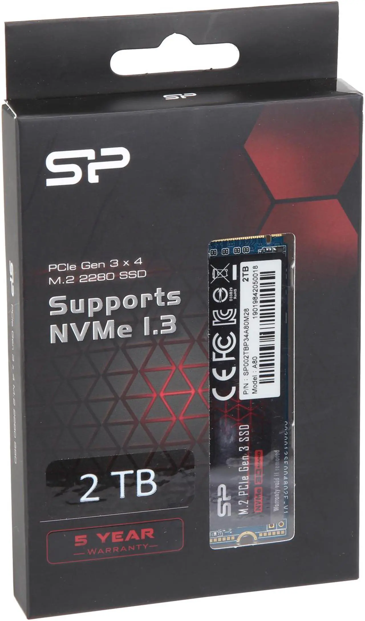 Alt view image 6 of 6 - Silicon Power 2TB NVMe M.2 2280 PCIe Gen3 x4 TLC R/W up to 3,400/3,000 MB/s SSD (SP002TBP34A80M28)