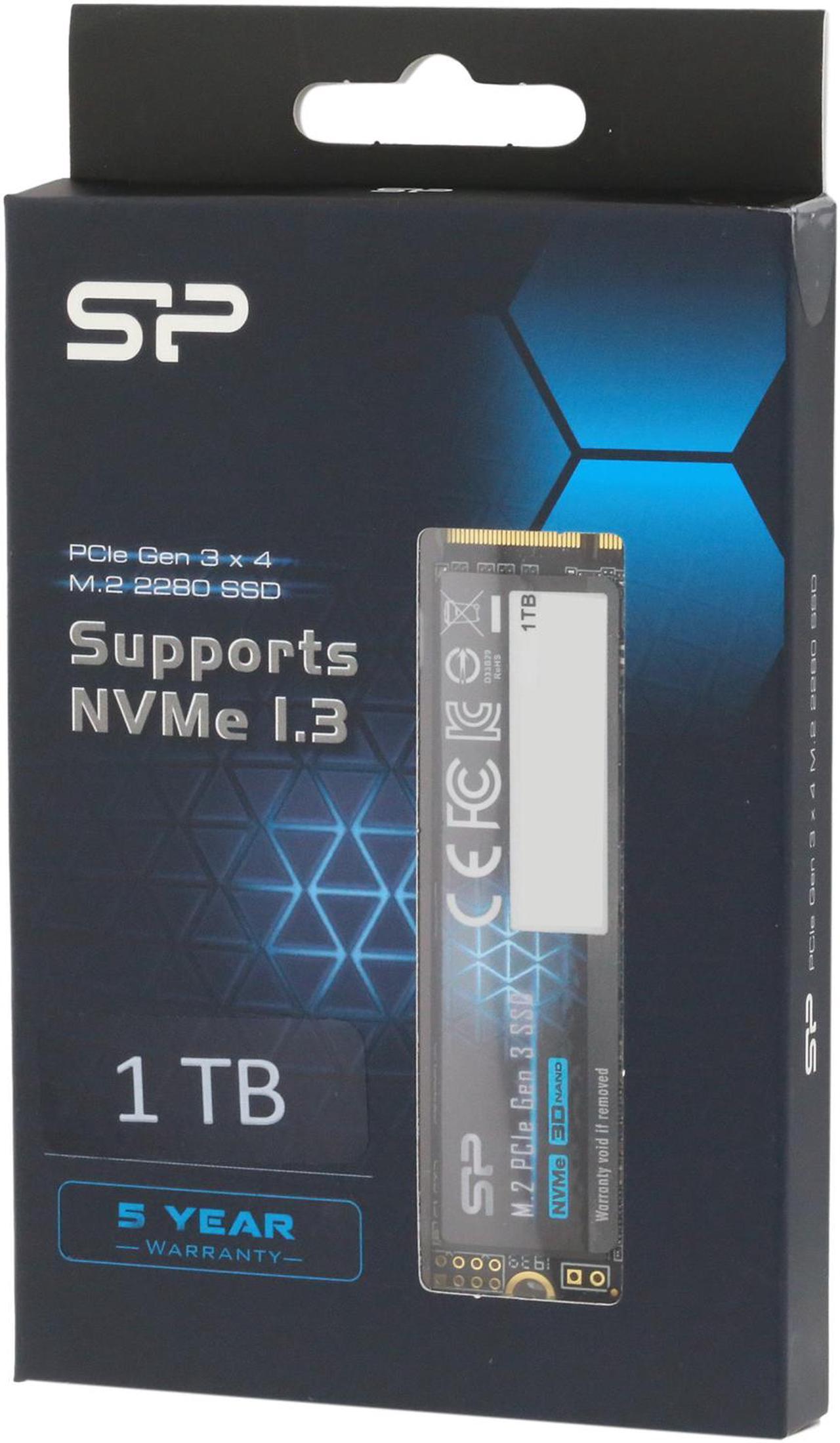 Alt view image 2 of 2 - Silicon Power 1TB NVMe PCIe Gen3 x4 M.2 2280 SSD (SU001TBP34A60M28SN)