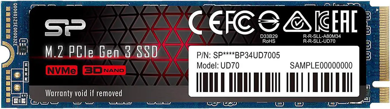 Main image of Silicon Power UD70 M.2 2280 1TB PCI-Express 3.0 x4, NVMe 1.3 3D QLC Internal Solid State Drive (SSD) SP01KGBP34UD7005